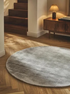 Rond viscose vloerkleed Jane, handgeweven