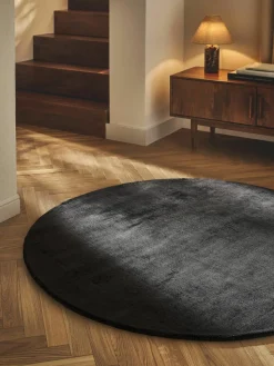 Rond viscose vloerkleed Jane, handgeweven