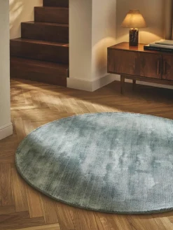 Rond viscose vloerkleed Jane, handgeweven