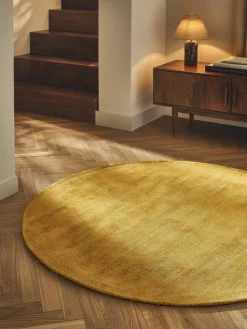 Rond viscose vloerkleed Jane, handgeweven