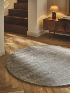 Rond viscose vloerkleed Jane, handgeweven