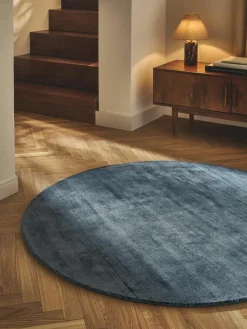 Rond viscose vloerkleed Jane, handgeweven