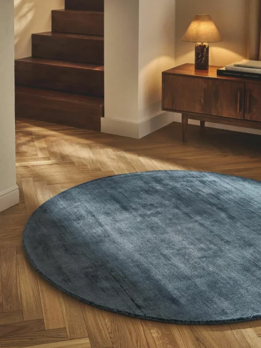 Rond viscose vloerkleed Jane, handgeweven