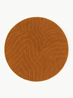 Rond wollen vloerkleed Aaron, handgetuft