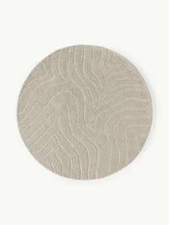 Rond wollen vloerkleed Aaron, handgetuft
