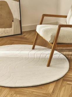 Rond wollen vloerkleed Aaron, handgetuft