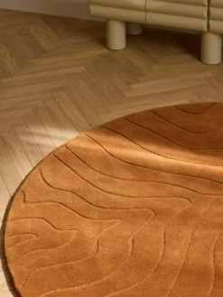 Rond wollen vloerkleed Aaron, handgetuft