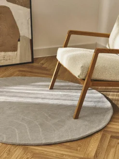 Rond wollen vloerkleed Aaron, handgetuft