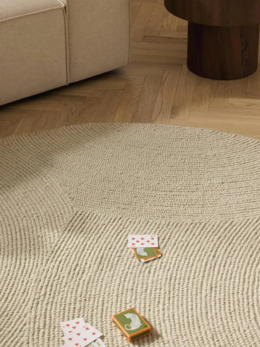 Rond wollen vloerkleed Eleni, handgetuft