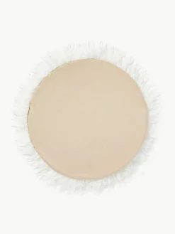 Rond zitkussen van imitatievacht Morten, gekruld