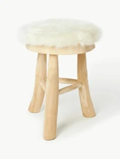 Rond zitkussen van kunstvacht Mathilde, glad