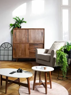 Ronde bijzettafel Albany met marmeren blad