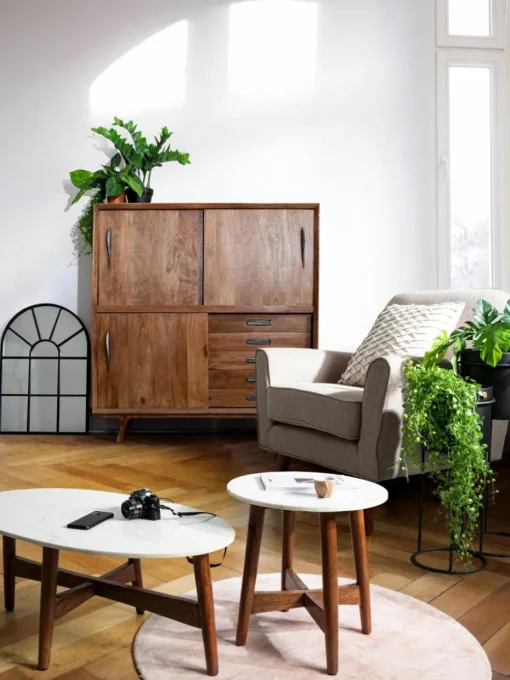 Ronde bijzettafel Albany met marmeren blad