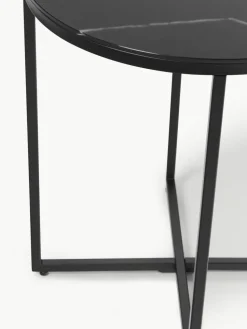 Ronde bijzettafel Antigua met glazen tafelblad in marmerlook