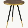 Ronde bijzettafel Denise met houten plaat