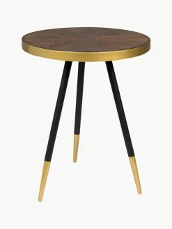 Ronde bijzettafel Denise met houten plaat