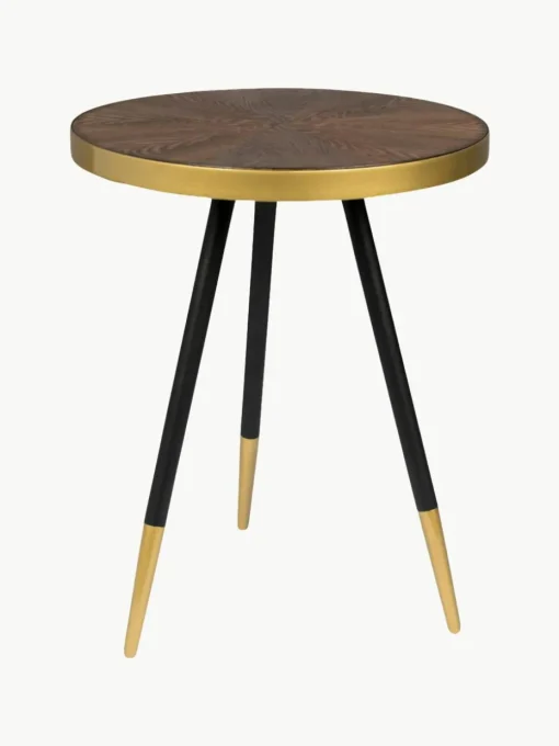 Ronde bijzettafel Denise met houten plaat