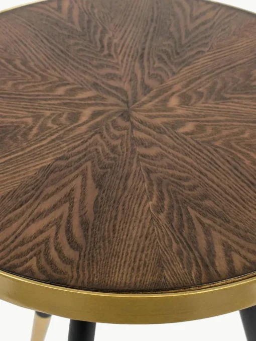 Ronde bijzettafel Denise met houten plaat