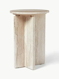 Ronde bijzettafel Marisa uit travertijn