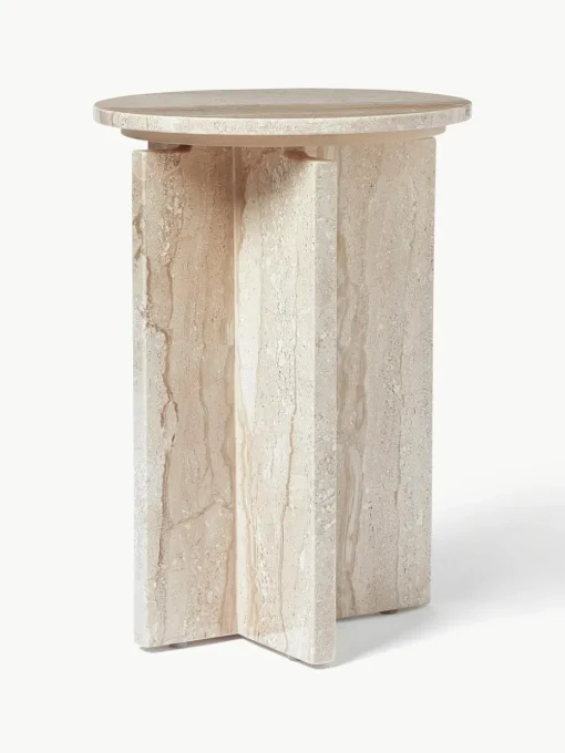 Ronde bijzettafel Marisa uit travertijn