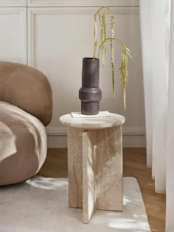 Ronde bijzettafel Marisa uit travertijn