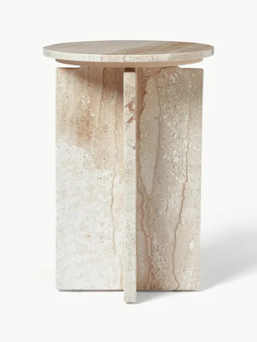Ronde bijzettafel Marisa uit travertijn