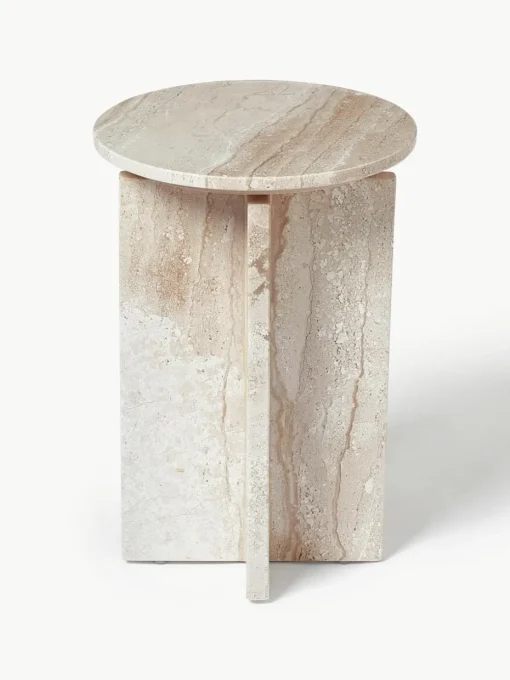 Ronde bijzettafel Marisa uit travertijn