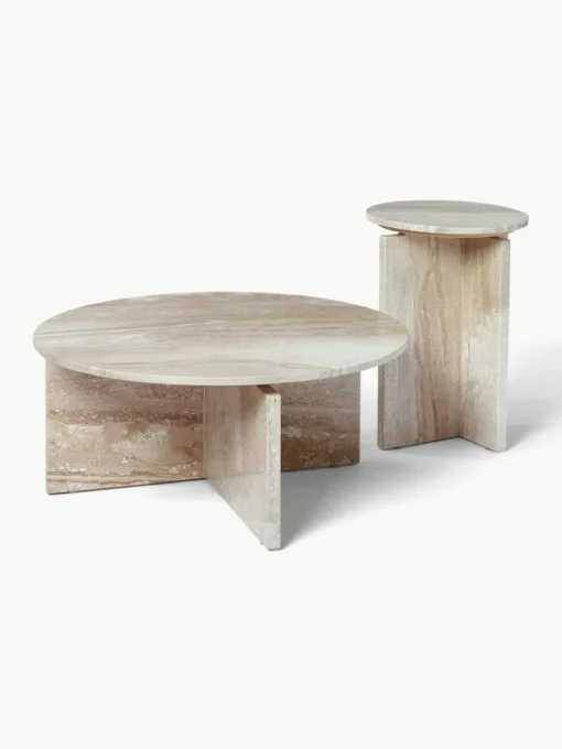 Ronde bijzettafel Marisa uit travertijn