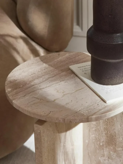 Ronde bijzettafel Marisa uit travertijn