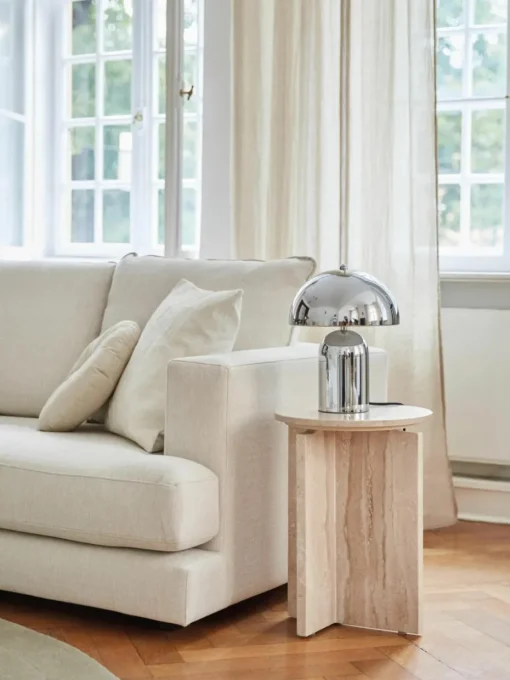 Ronde bijzettafel Marisa uit travertijn