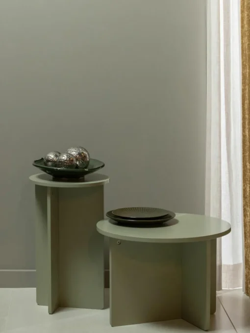 Ronde bijzettafel Ronny van grenenhout, 2-delig