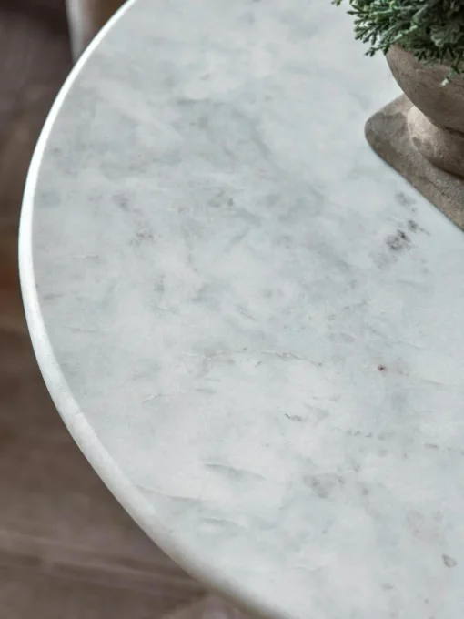Ronde bijzettafel Turin van glas en marmer, mondgeblazen