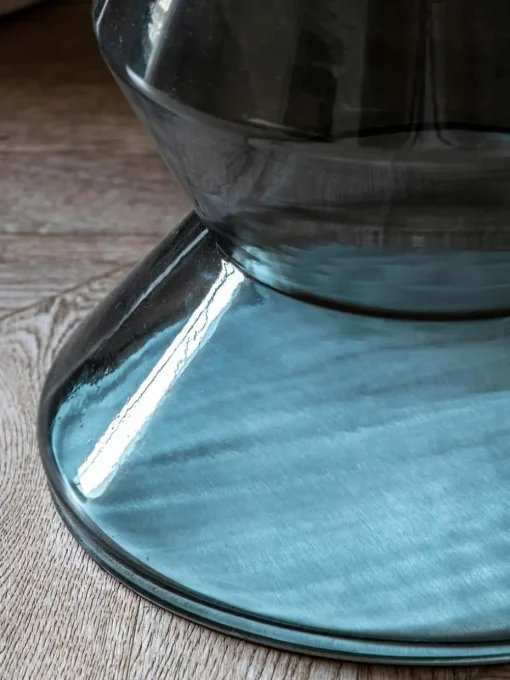 Ronde bijzettafel Turin van glas en marmer, mondgeblazen