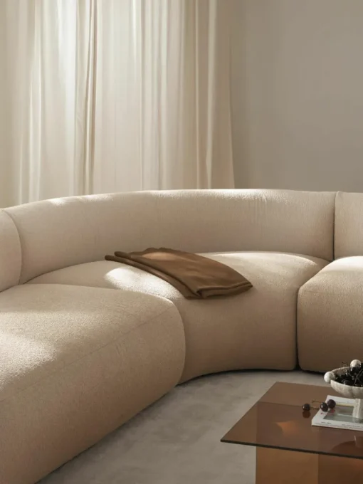 Ronde bouclé hoekmodule Sofia