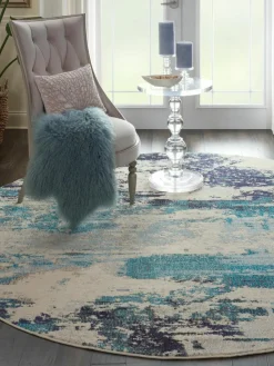 Ronde design laagpolig vloerkleed Celestial