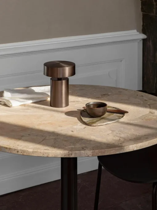 Ronde eettafel Harbour van zandsteen, Ø 105 cm