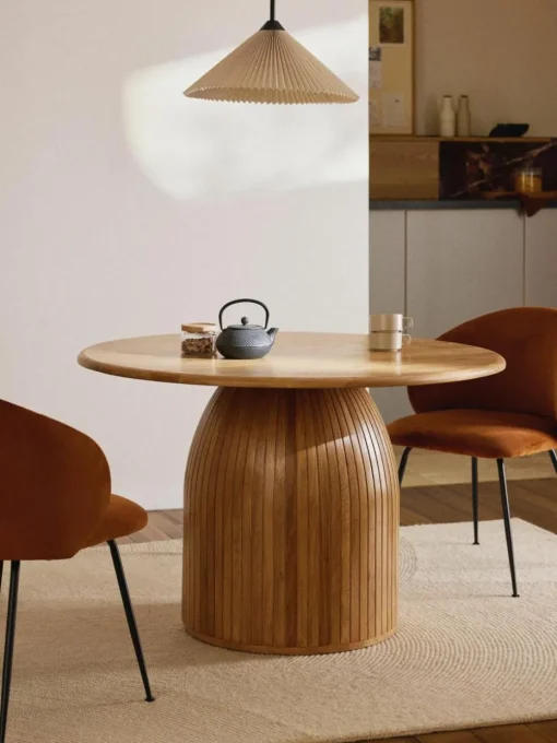 Ronde eettafel Nelly met groefstructuur, verschillende formaten