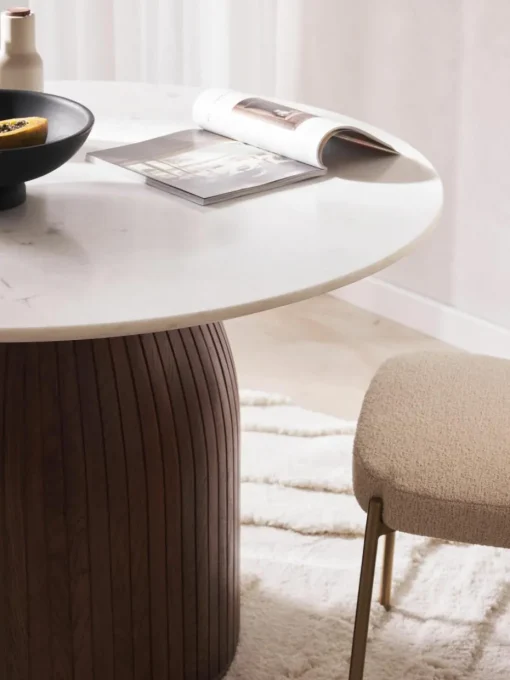 Ronde eettafel Nelly met marmeren tafelblad, Ø 115 cm