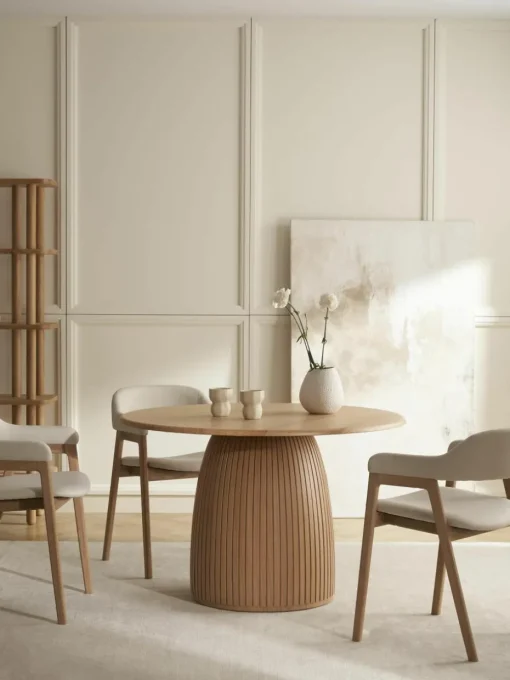 Ronde eettafel Nelly met groefstructuur, verschillende formaten