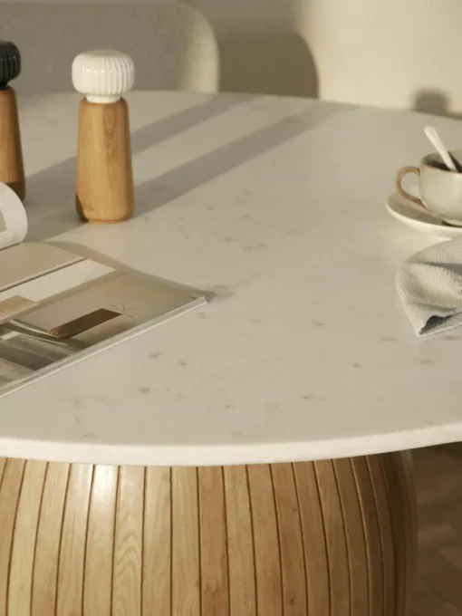 Ronde eettafel Nelly met marmeren tafelblad, Ø 115 cm