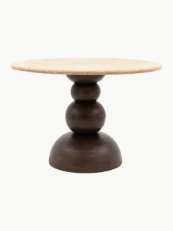 Ronde eettafel Sculpt met travertijn tafelblad, Ø 110 cm