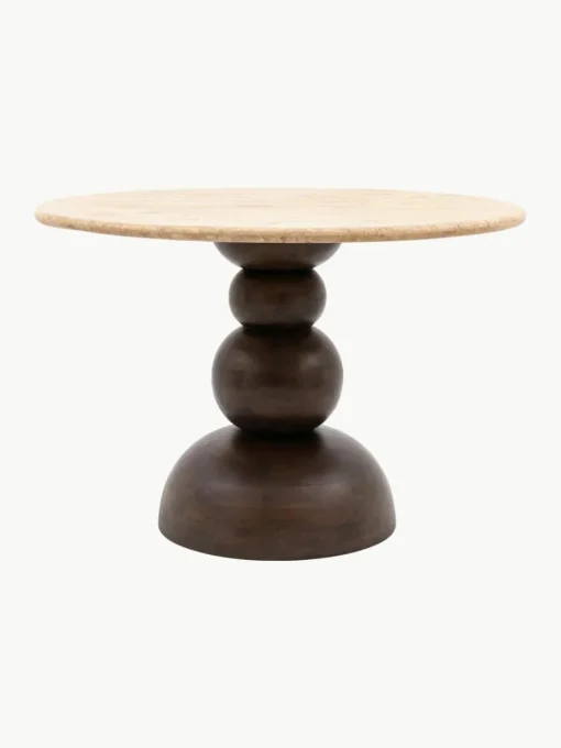 Ronde eettafel Sculpt met travertijn tafelblad, Ø 110 cm