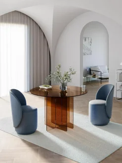 Ronde glazen eettafel Anouk, Ø 120 cm