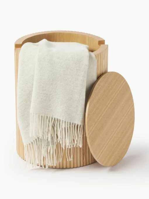 Ronde houten bijzettafel Nele met opbergruimte