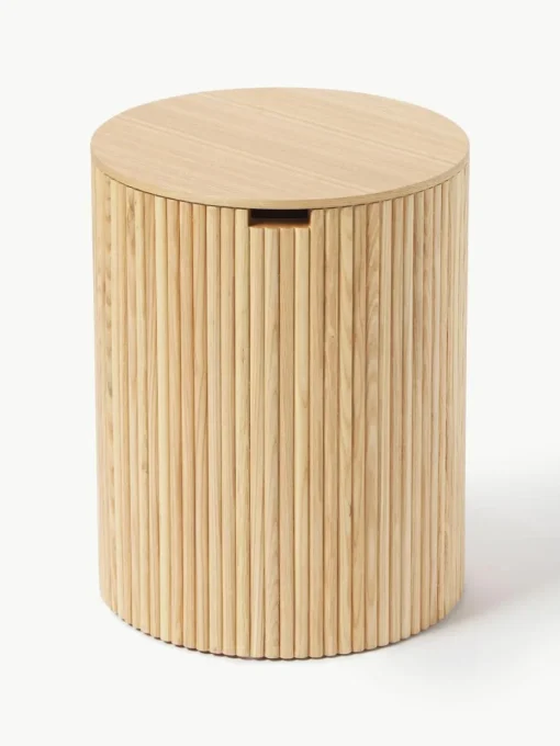 Ronde houten bijzettafel Nele met opbergruimte
