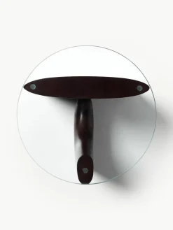 Ronde houten bijzettafel Miya met glazen tafelblad