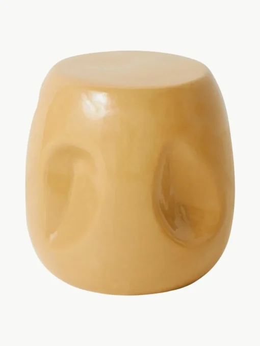 Ronde keramische bijzettafel Currents, handgemaakt