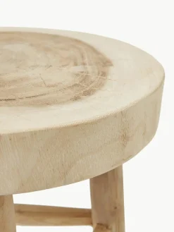Ronde kruk Beachside uit Mungur hout