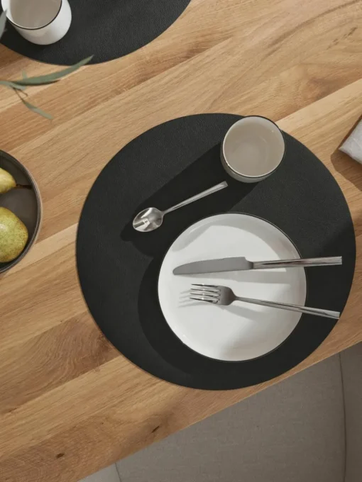 Ronde kunstleren placemats Pik, 2 stuks