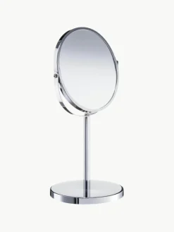 Ronde make-upspiegel Flip met vergrootglas en metalen voet